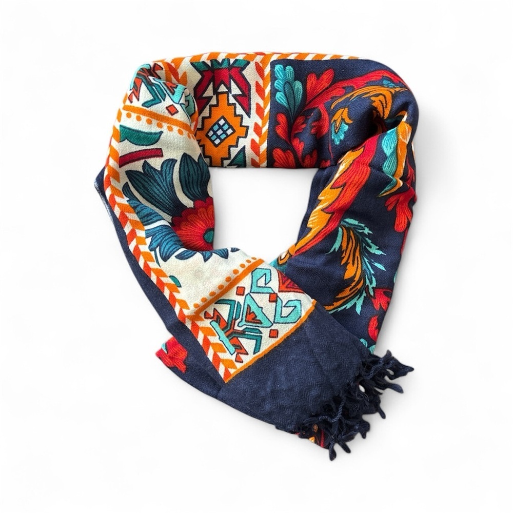 Brand New 100% Wool Vibrant Floral Patterned Pashmina